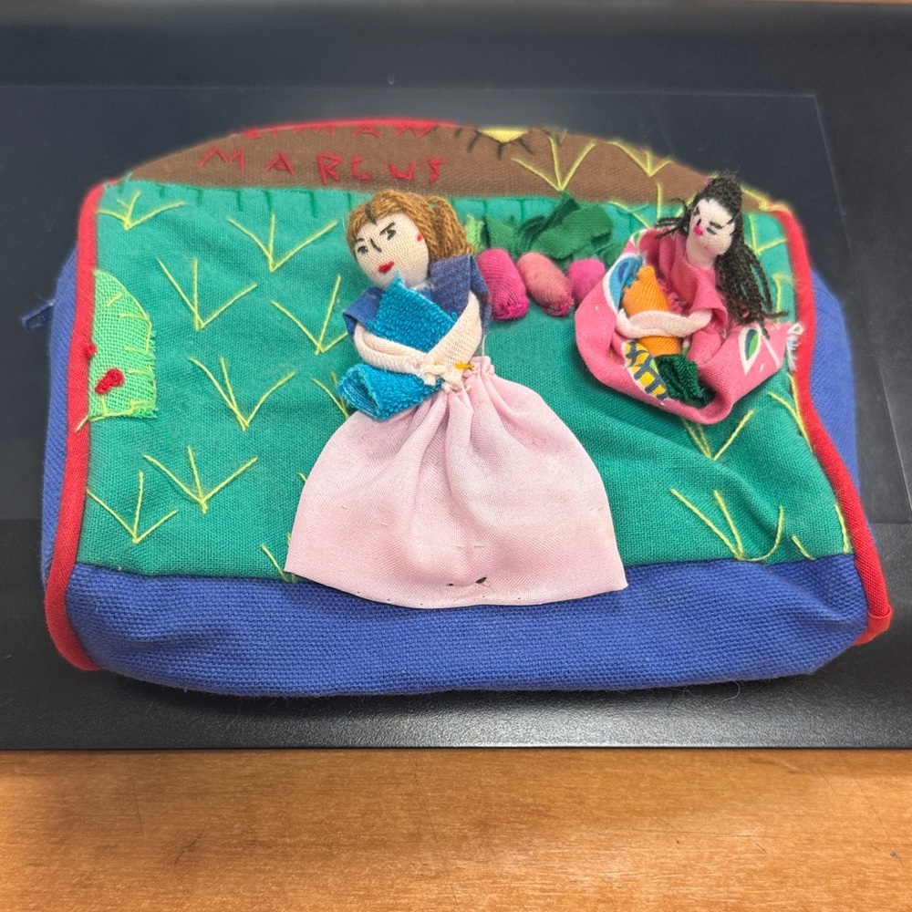 Colorful Handmade Patchwork Zippered Pouch Makeup Bag Made in Peru Lined 3D